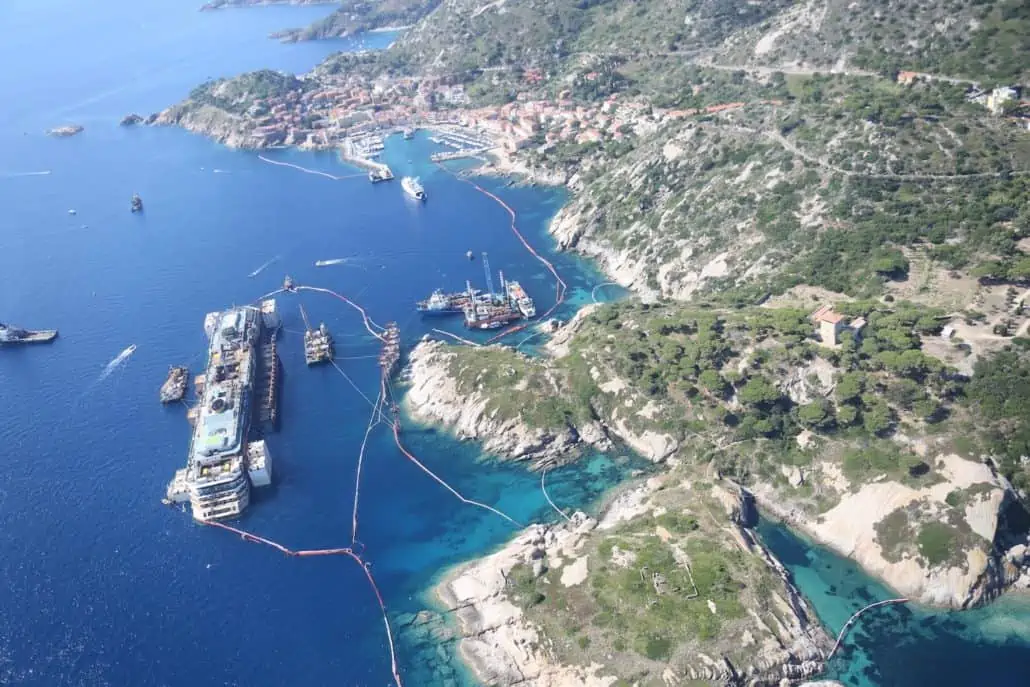 Costa Concordia blue sea