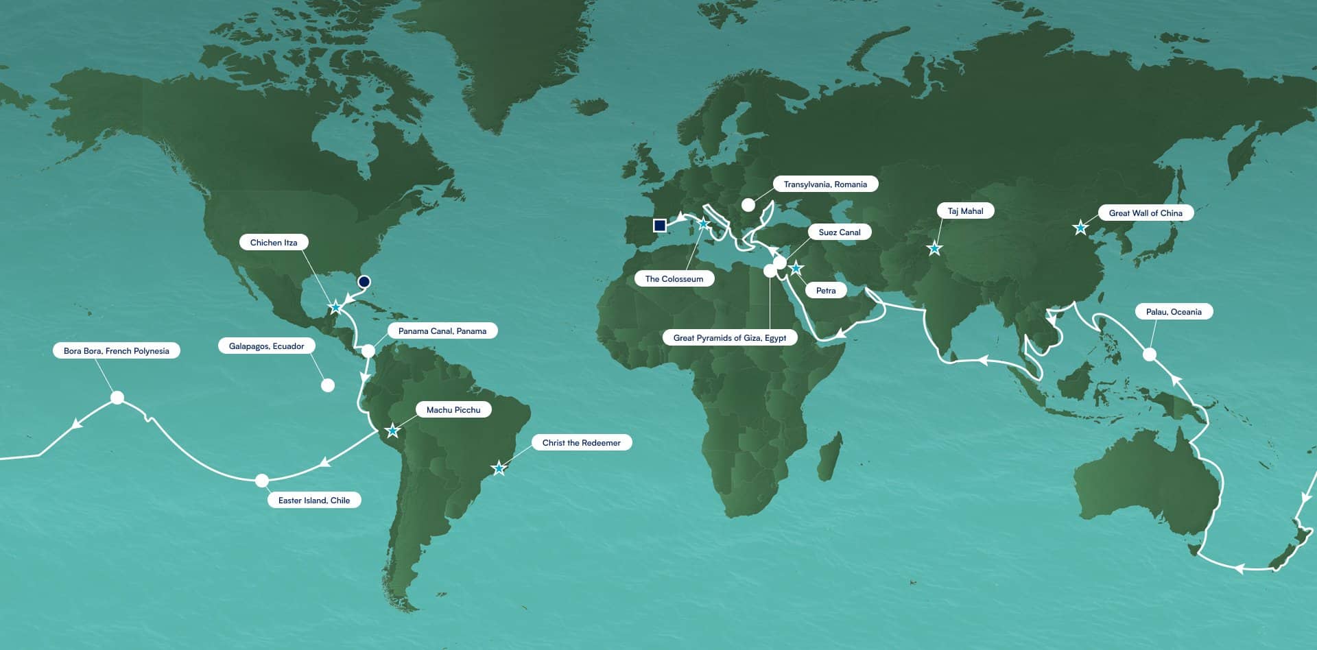 azamara 2024 world voyage itinerary map