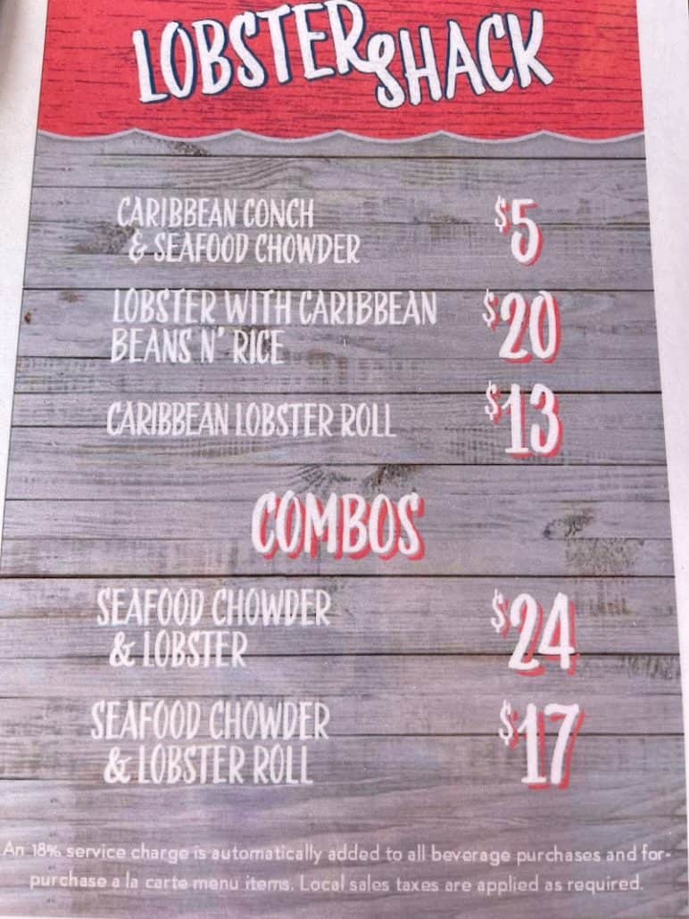 Lobster Shack Menu