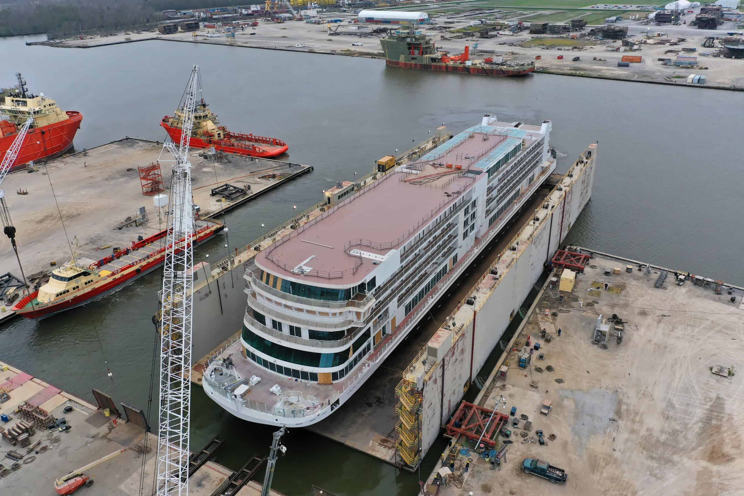 New River Ship Viking Mississippi Floated Out in Louisiana