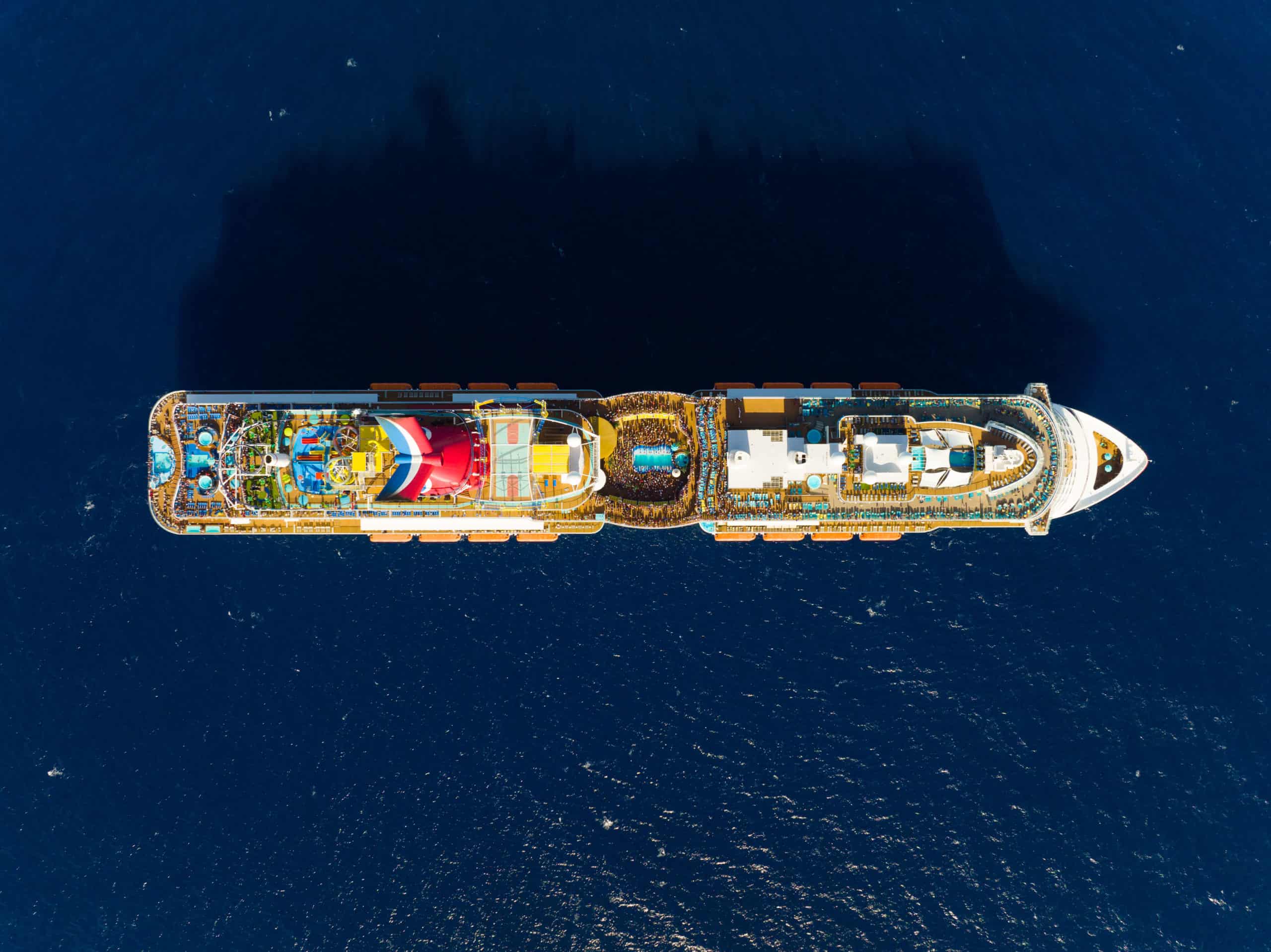 carnival cruise ship from above aerial