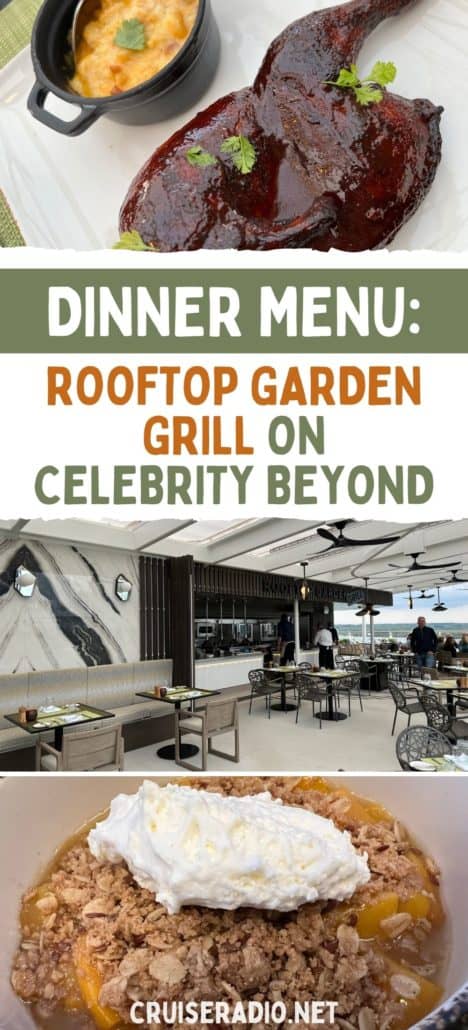 dinner menu: rooftop garden grill on celebrity beyond