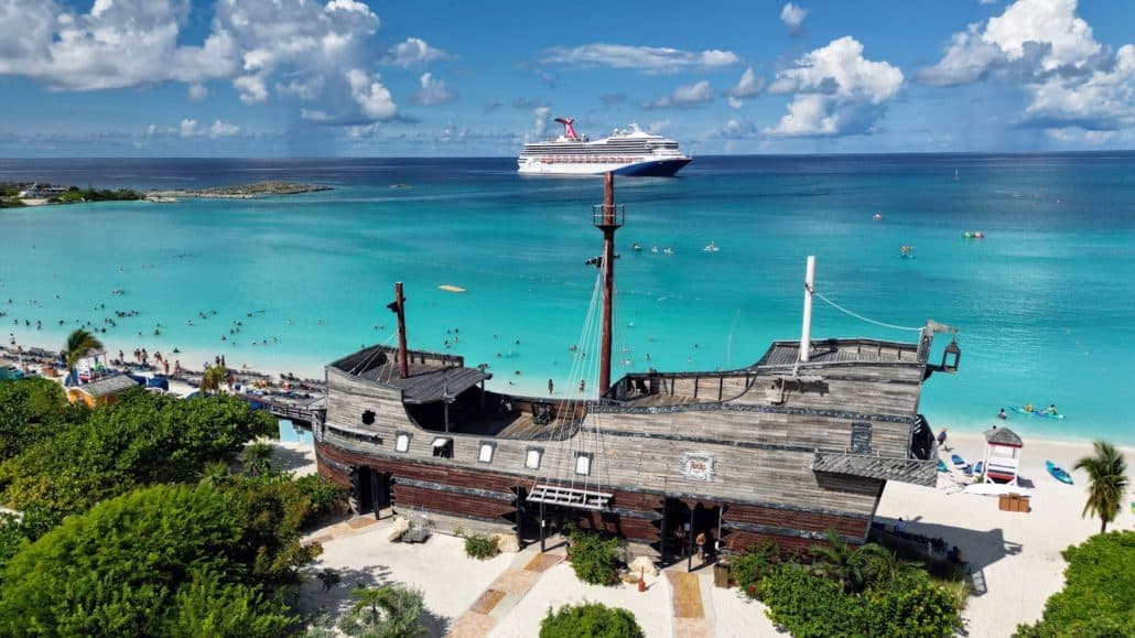 half moon cay bahamas pirate ship bar carnival sunrise