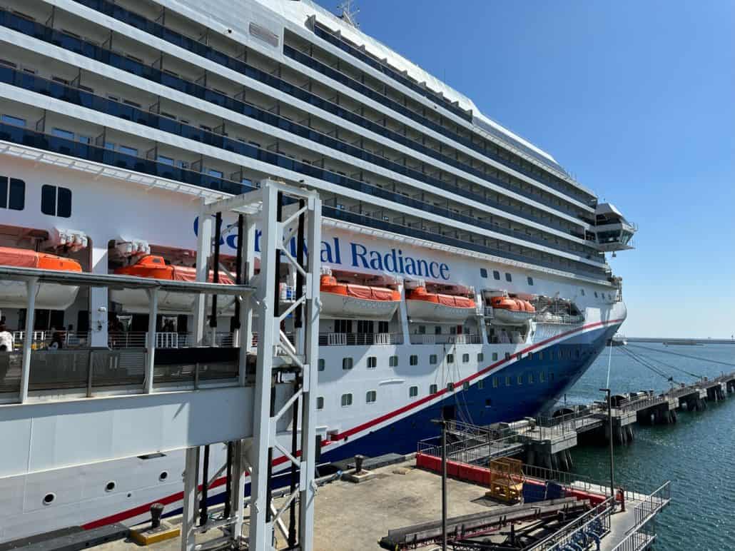 Exterior view ofCarnival Radiance in Long Beach, California