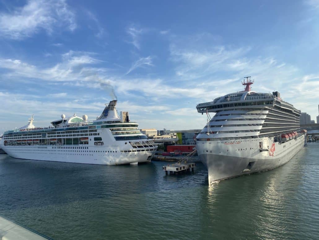 grandeur of the seas and valiant lady in portmiami