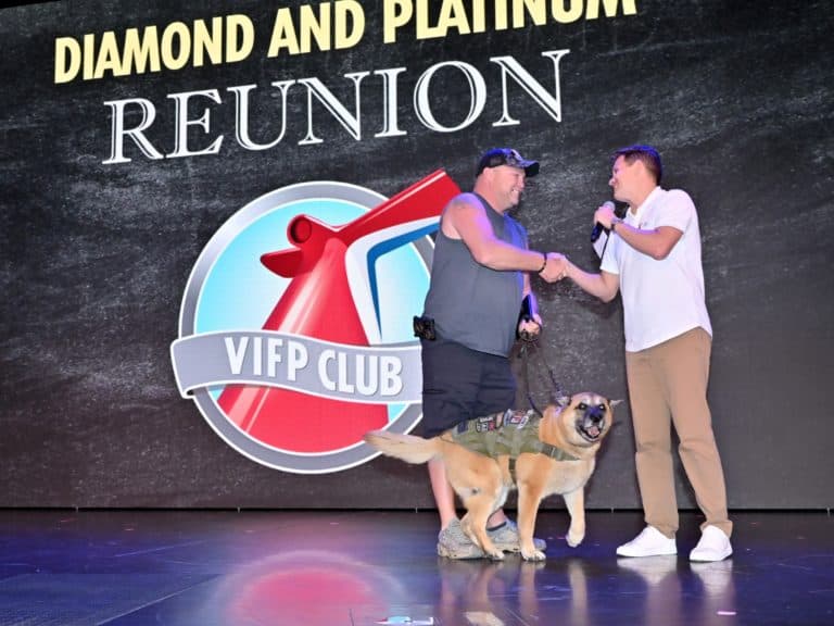 service dog reaches diamond status carnival cruise line celebration