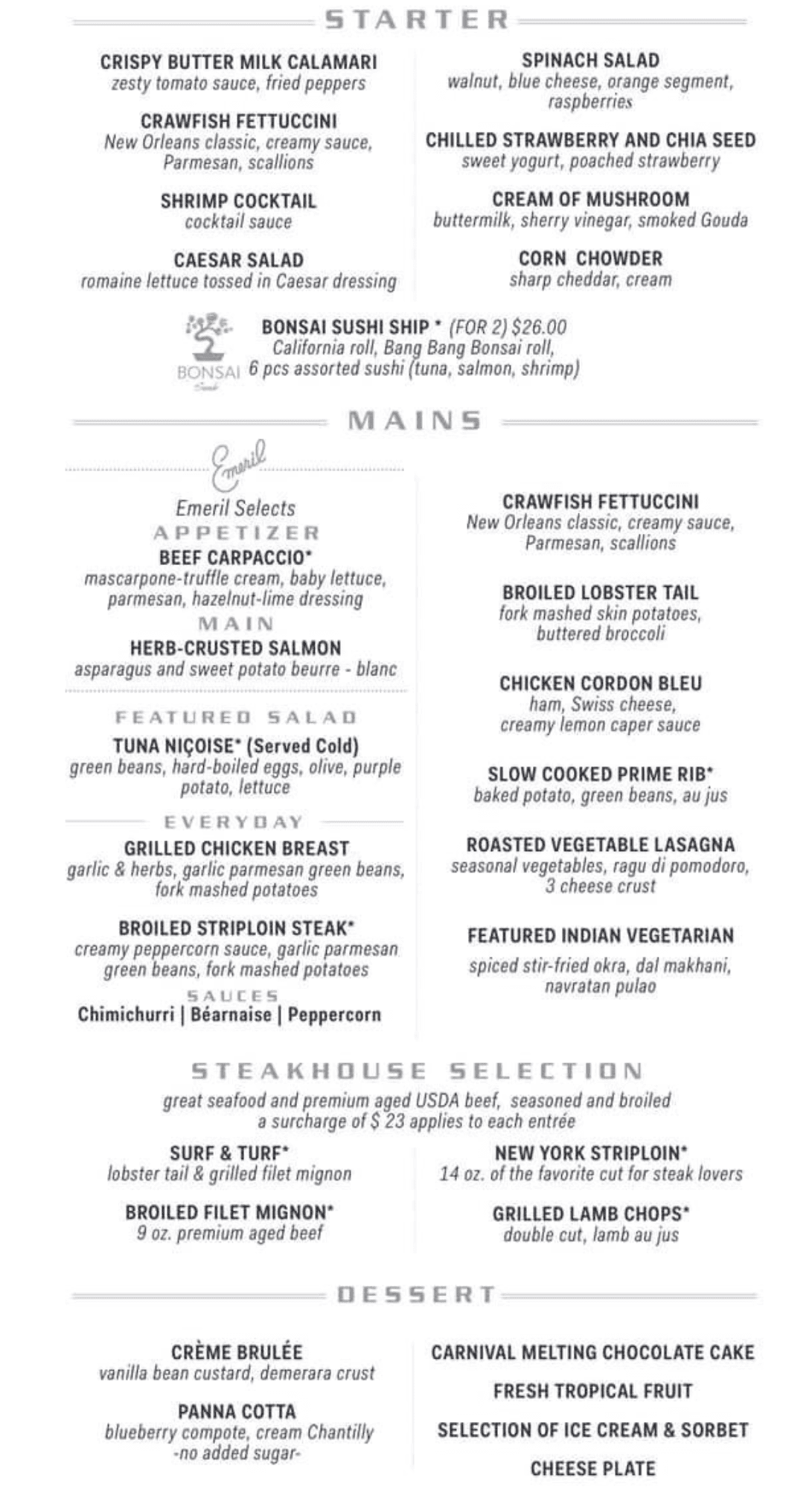 Carnival 8 Day Cruise Menu 2025 Helga Ofilia
