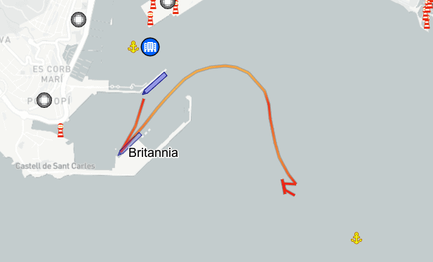 track of the P&O ship