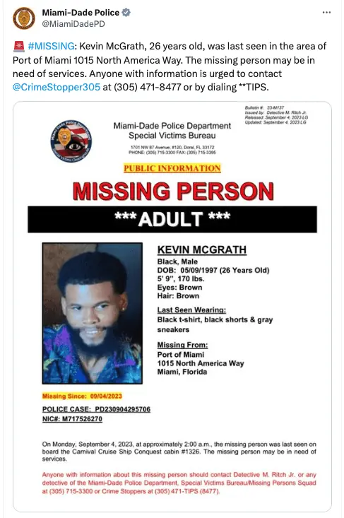 carnival passenger missing