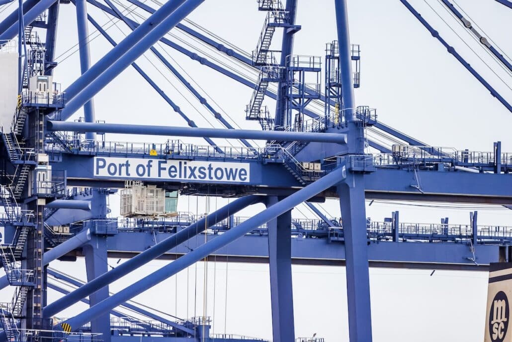 A blue crane with the word "Port of Fairfax" on it.