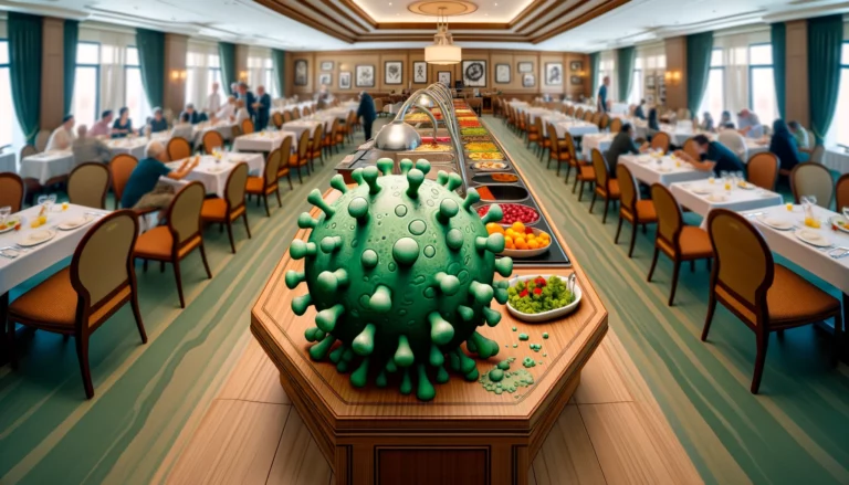 Norovirus outbreak in the dining room of a restaurant.