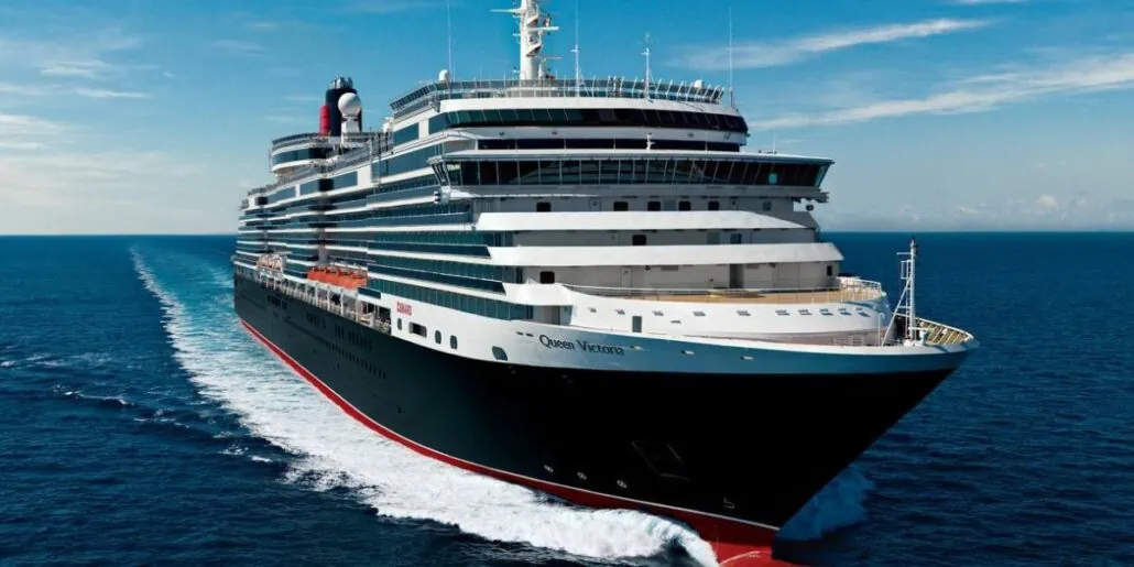 Queen Elizabeth cruise ship gracefully navigates the vast expanse of the ocean.