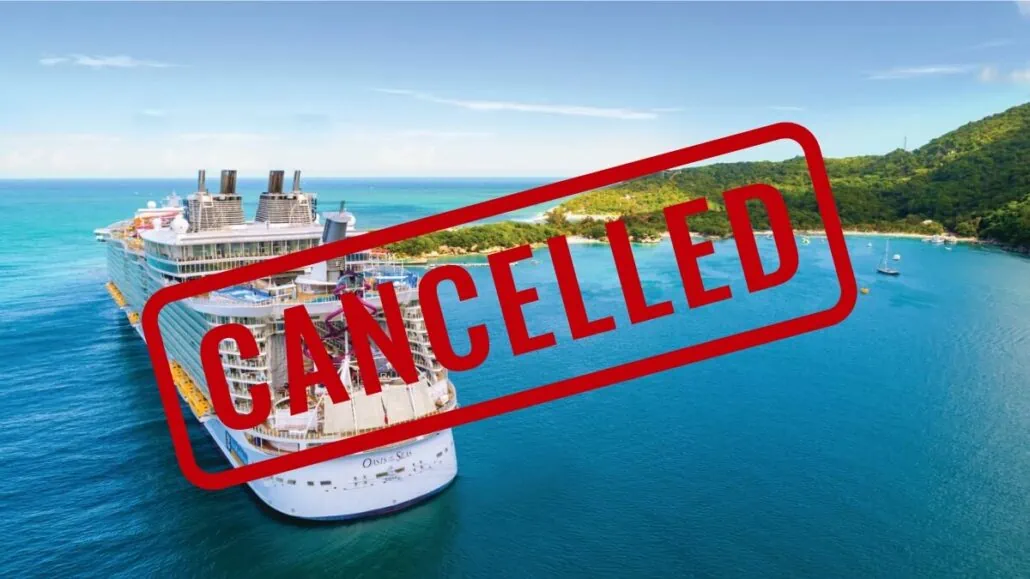 Royal Caribbean suspends calls, cruise ship voyage cancelled, vessel anchored near Labadee coast.