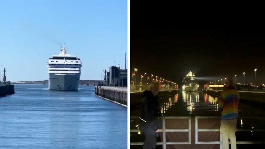 PROTESTORS BLOCK TWO CRUISE SHIPS AMSTERDAM