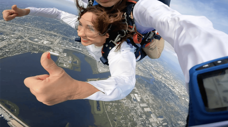 Carnival cruise line president jumping from airplane
