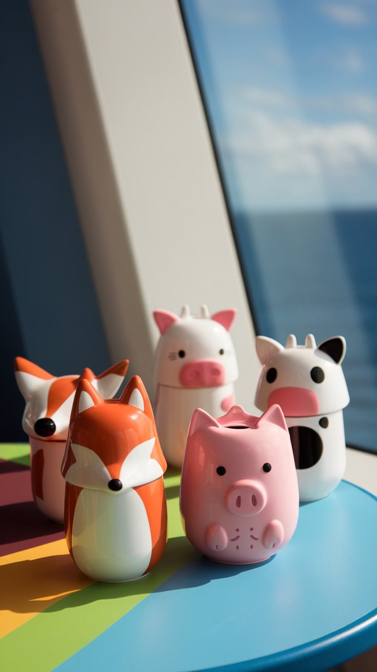 Colorful animal-shaped tumblers for kids