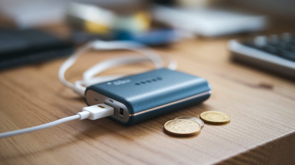 a photo of a portable charger with a usb