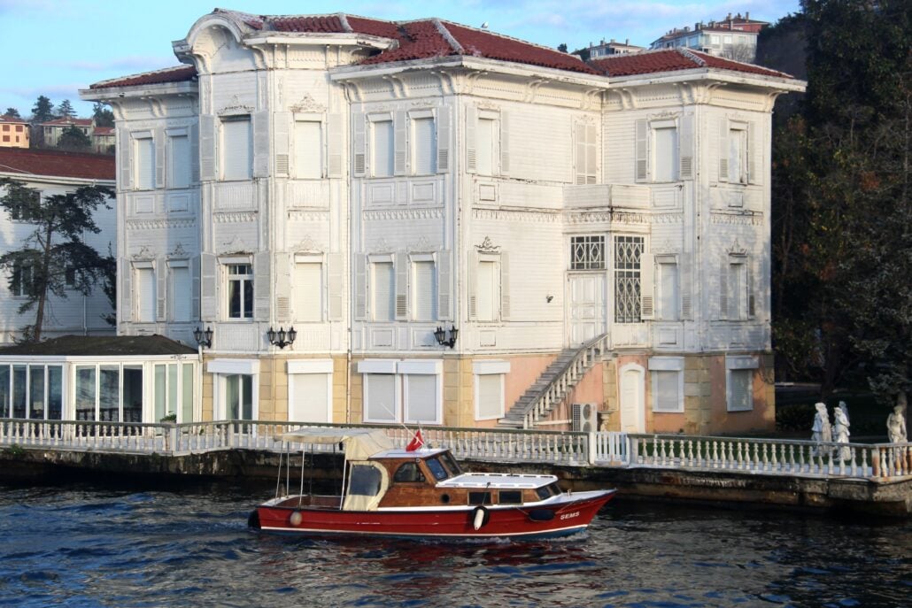 Ottoman-era wooden mansions along the Bosphorus shoreline in Istanbul