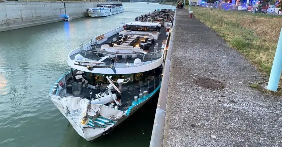 Anna Katherina, a river cruise ship, following an accident near Vienna. Photo via Vienna Fire Department